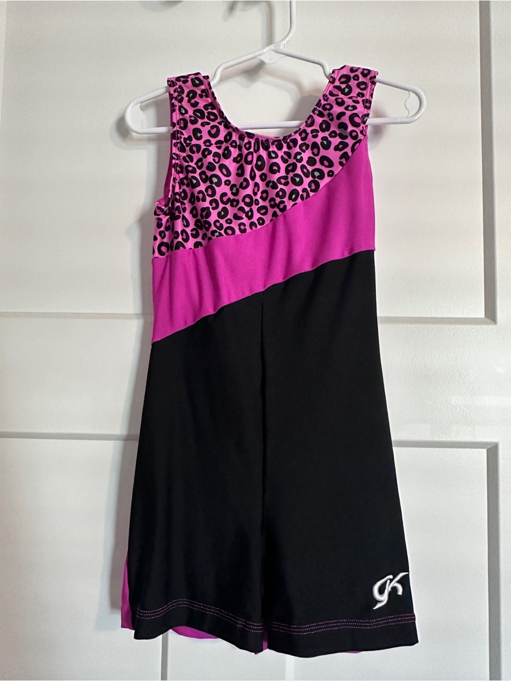 Girls GK Black and Hot Pink Leopard Leotard
